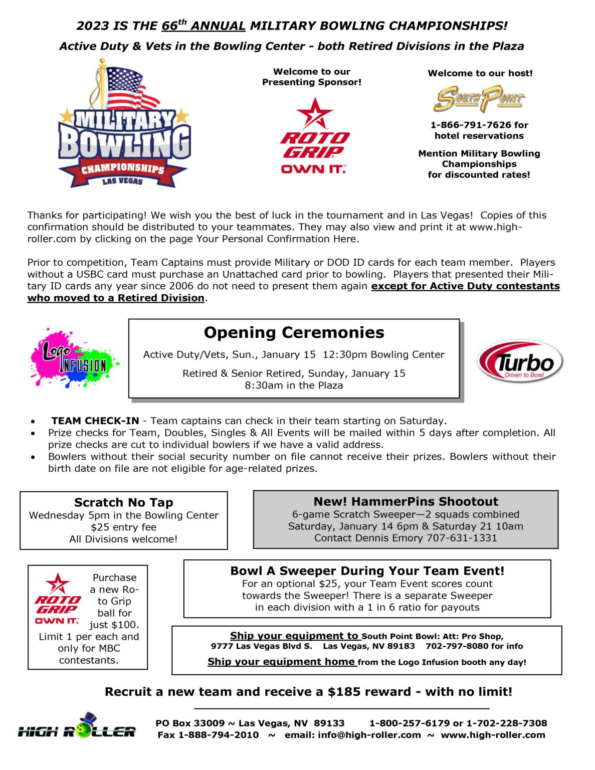 January Military Bowling Championships Info to High Roller
